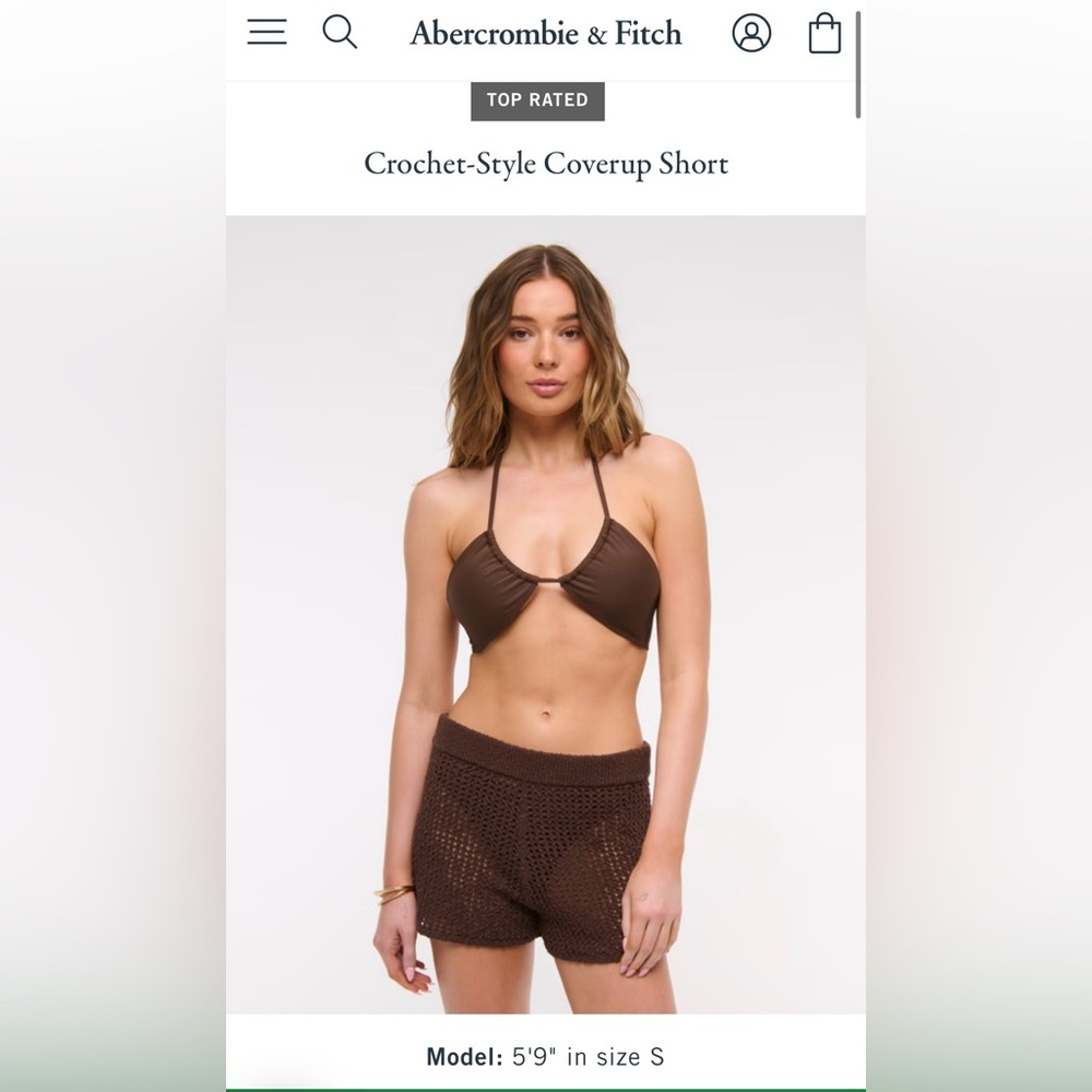 Abercrombie Crochet-Style Coverup Short (Brown) - Picture 4 of 4